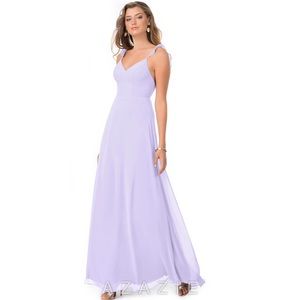 NWT Azazie Everlee lilac purple maxi bridesmaid dress w/cute button detail